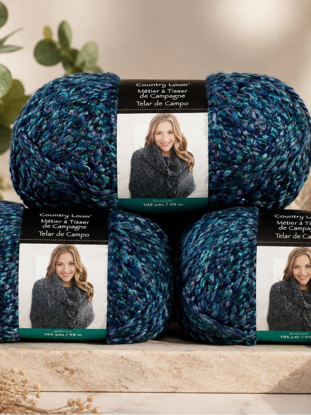 Loops & Threads Country Loom Yarn Rich Blues Lot of 3 Super Bulky Same Dye Lot